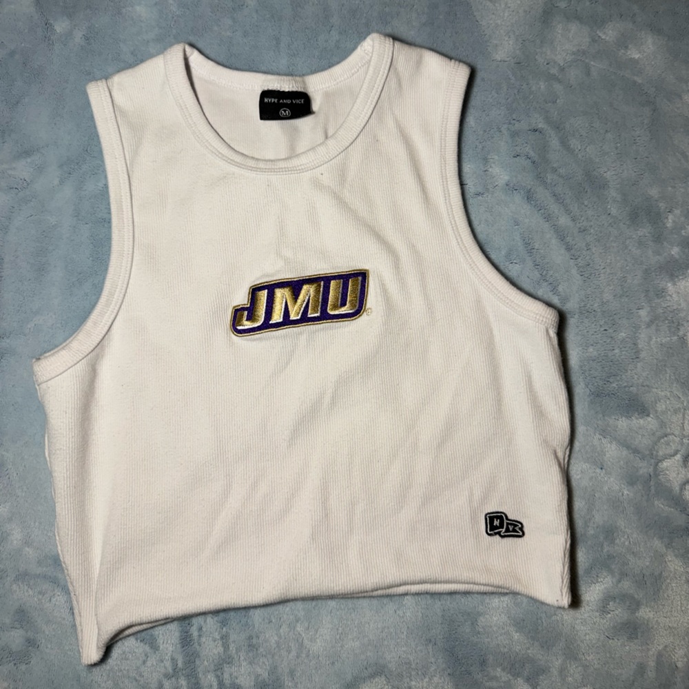 JMU Embroidered Hype and Vice tailgate Ribbed Tank Top 🟣